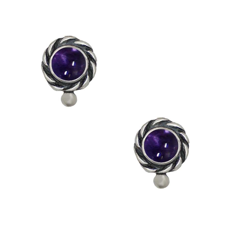 Sterling Silver Petite Iolite Post Stud Earrings